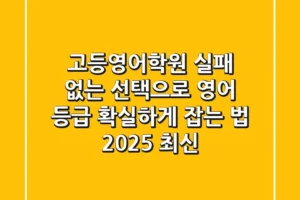 고등영어학원, 실패 없는 선택으로 영어 등급 ‘확실하게’ 잡는 법 (2025 최신)