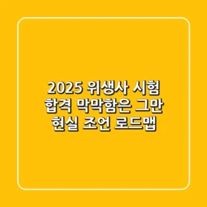 2025 위생사 시험 합격, 막막함은 그만! 현실 조언 로드맵