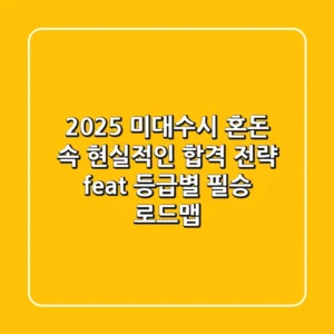 2025 미대수시, 혼돈 속 현실적인 합격 전략 (feat. 등급별 필승 로드맵)