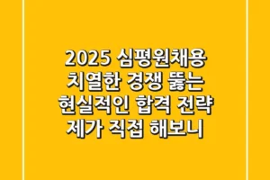 2025 심평원채용: 치열한 경쟁 뚫는 현실적인 합격 전략 (제가 직접 해보니)