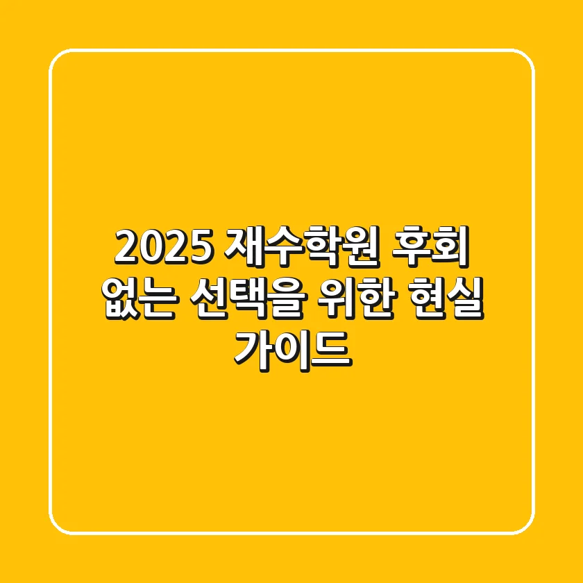 2025 재수학원, 후회 없는 선택을 위한 현실 가이드
