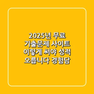 2025년 무료 기출문제 사이트, 이렇게 써야 성적 오릅니다 (경험담)