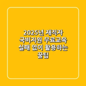 2025년 재직자 국비지원 무료교육, 실패 없이 활용하는 꿀팁!