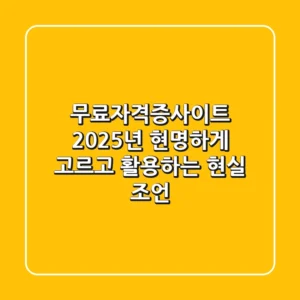 무료자격증사이트, 2025년 현명하게 고르고 활용하는 현실 조언