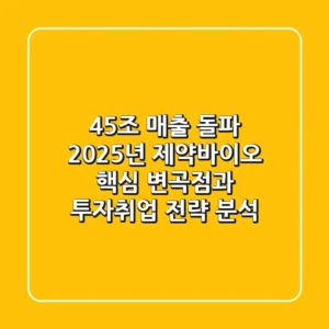 "4.5조 매출 돌파", 2025년 제약바이오 핵심 변곡점과 투자·취업 전략 분석