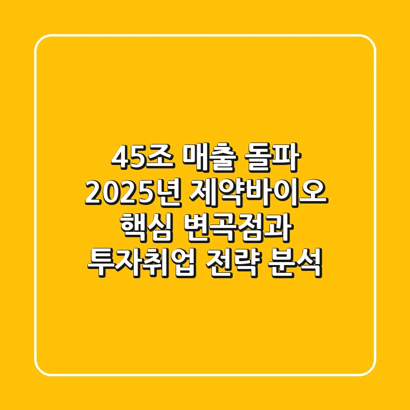 "4.5조 매출 돌파", 2025년 제약바이오 핵심 변곡점과 투자·취업 전략 분석
