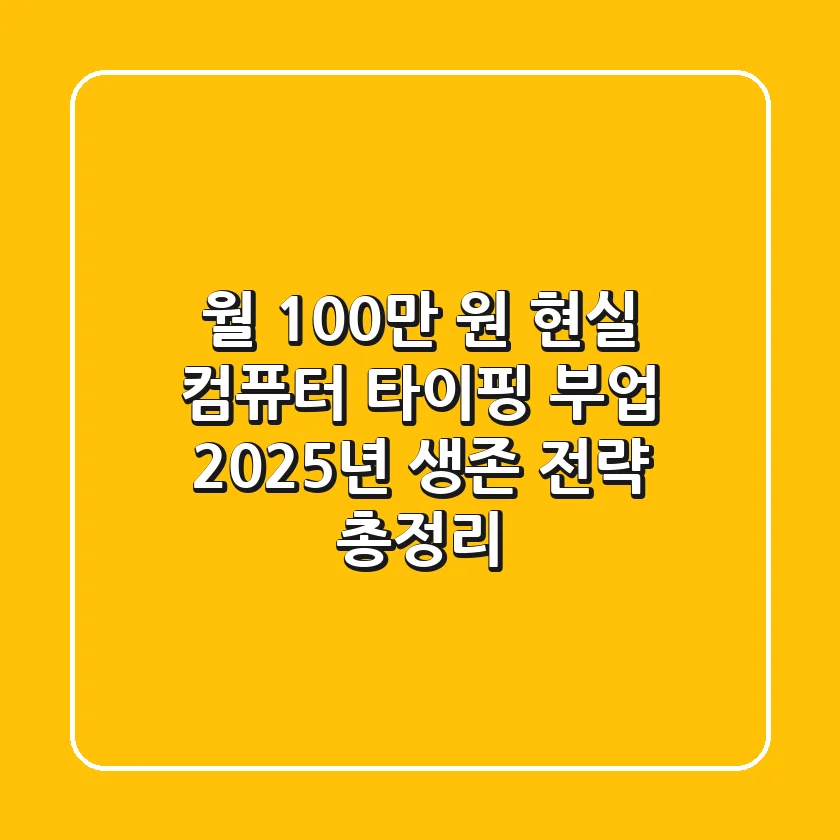 "월 100만 원 현실?", 컴퓨터 타이핑 부업 2025년 생존 전략 총정리
