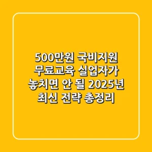 "500만원 국비지원 무료교육", 실업자가 놓치면 안 될 2025년 최신 전략 총정리