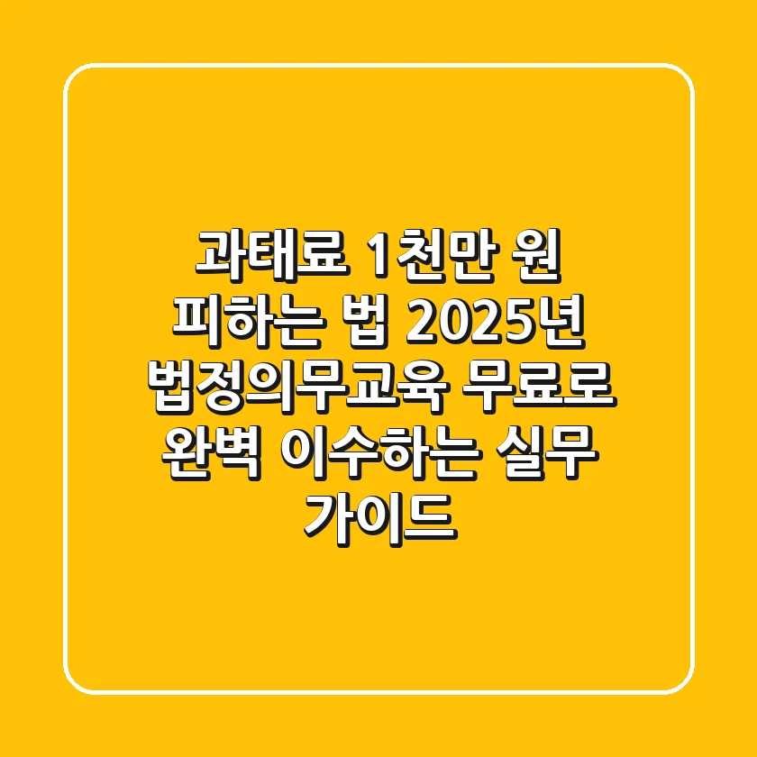 "과태료 1천만 원 피하는 법", 2025년 법정의무교육 무료로 완벽 이수하는 실무 가이드