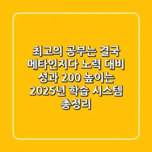 "최고의 공부는 결국 메타인지다", 노력 대비 성과 200% 높이는 2025년 학습 시스템 총정리