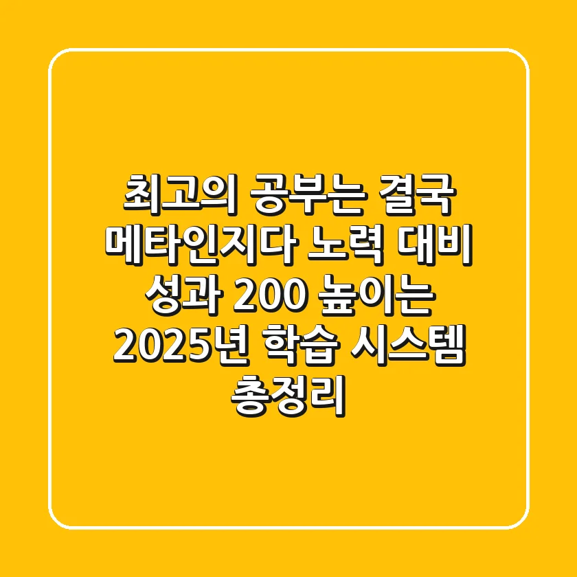 "최고의 공부는 결국 메타인지다", 노력 대비 성과 200% 높이는 2025년 학습 시스템 총정리