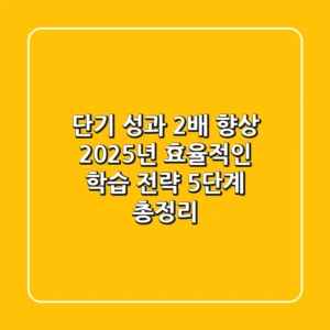 "단기 성과 2배 향상?", 2025년 효율적인 학습 전략 5단계 총정리