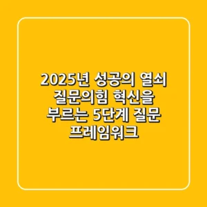 "2025년 성공의 열쇠", 질문의힘: 혁신을 부르는 5단계 질문 프레임워크